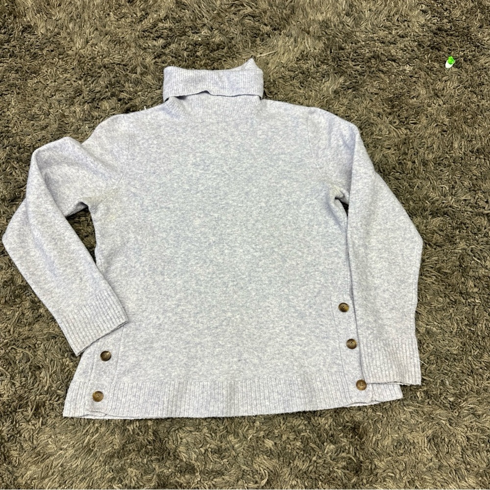 J. Crew Lavender Turtleneck Sweater with Button Detail - Picture 2 of 10